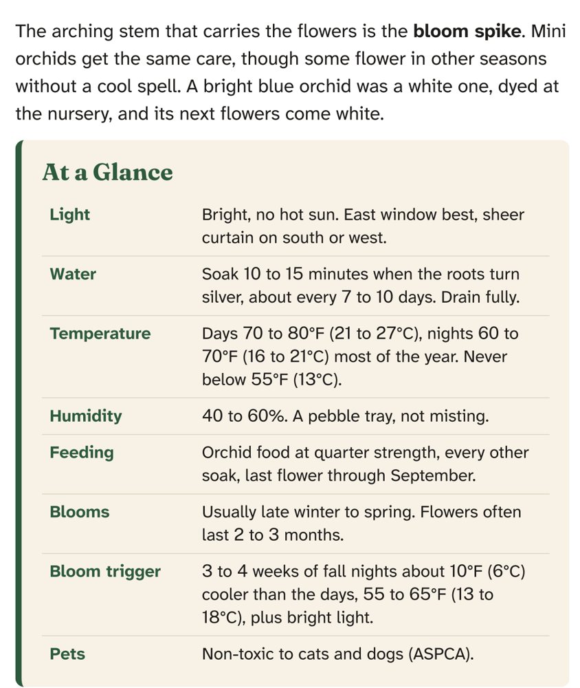 A book page with the At a Glance card for a plant